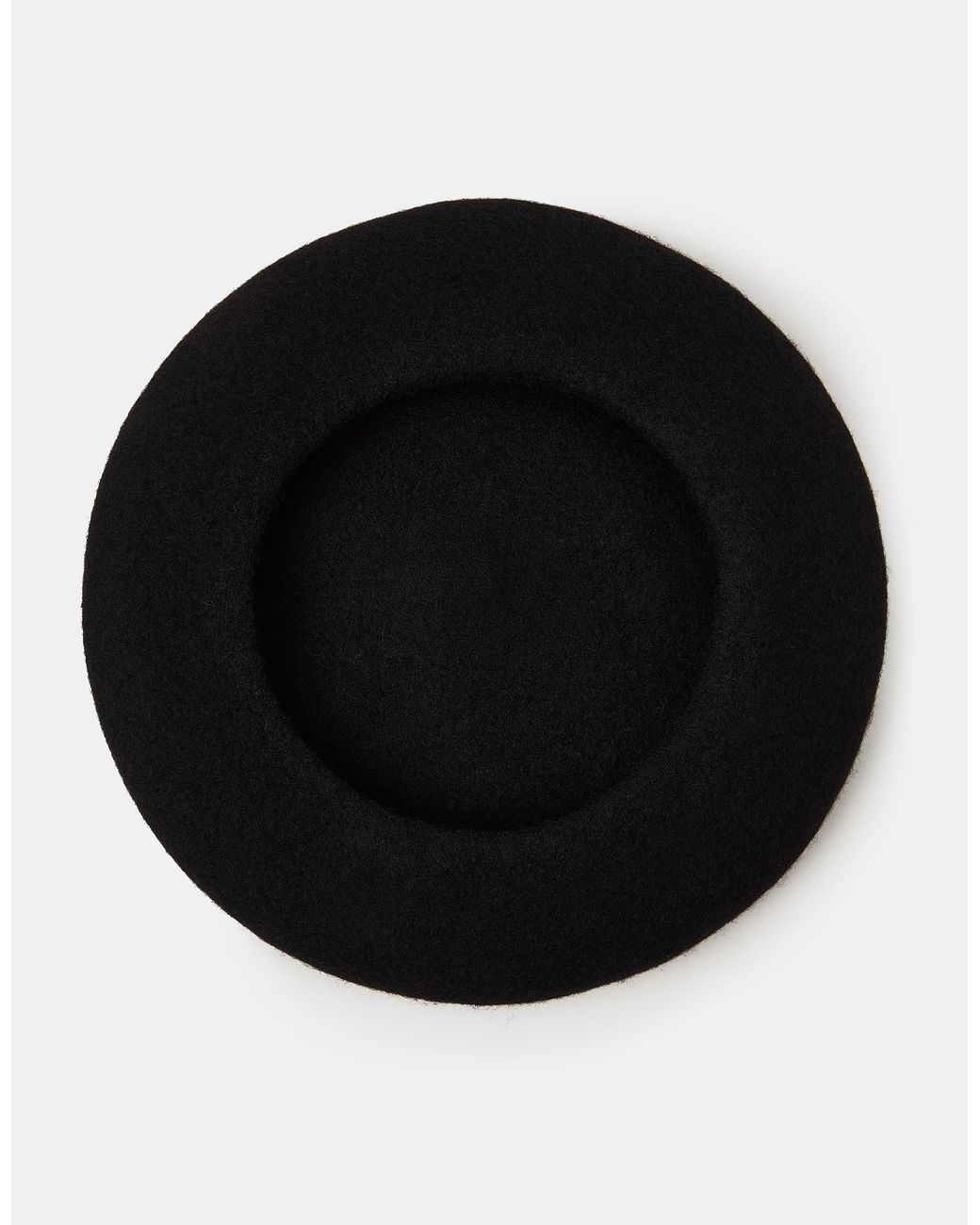 Accessorize Black Plain Wool Beret