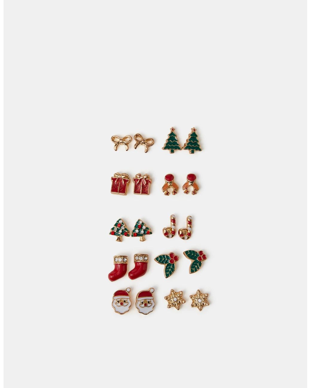 Accessorize Red 10-Pack Christmas Stud Earrings
