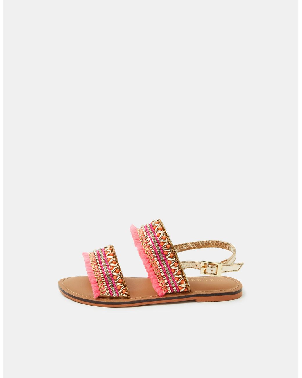 Accessorize Pink Bead Embellished Strap Sandals