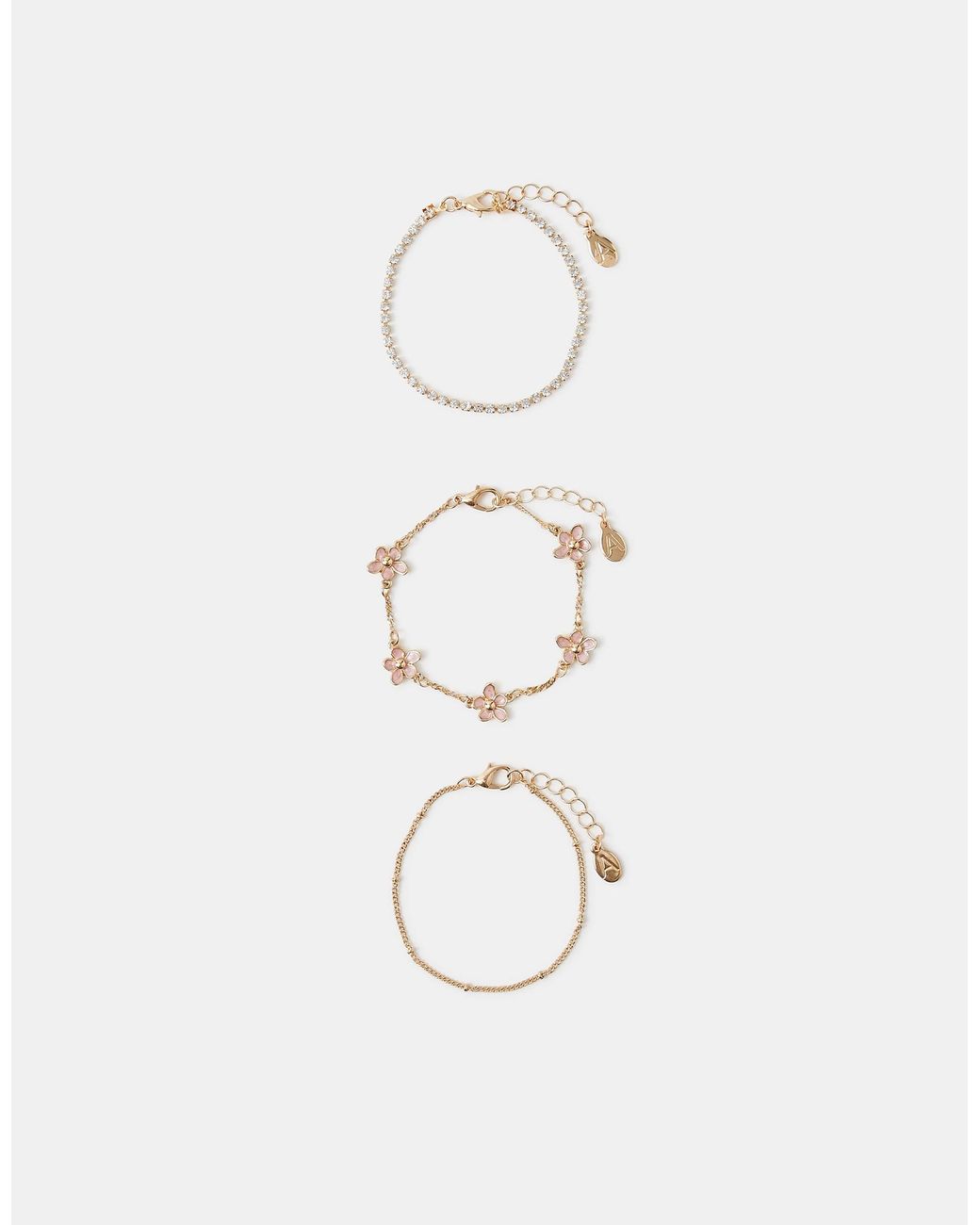 Accessorize Natural 3-Pack Flower Bracelets