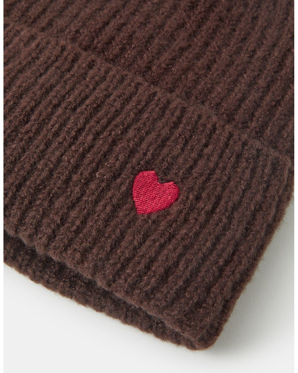 Accessorize Brown Heart Embroidered Beanie Hat