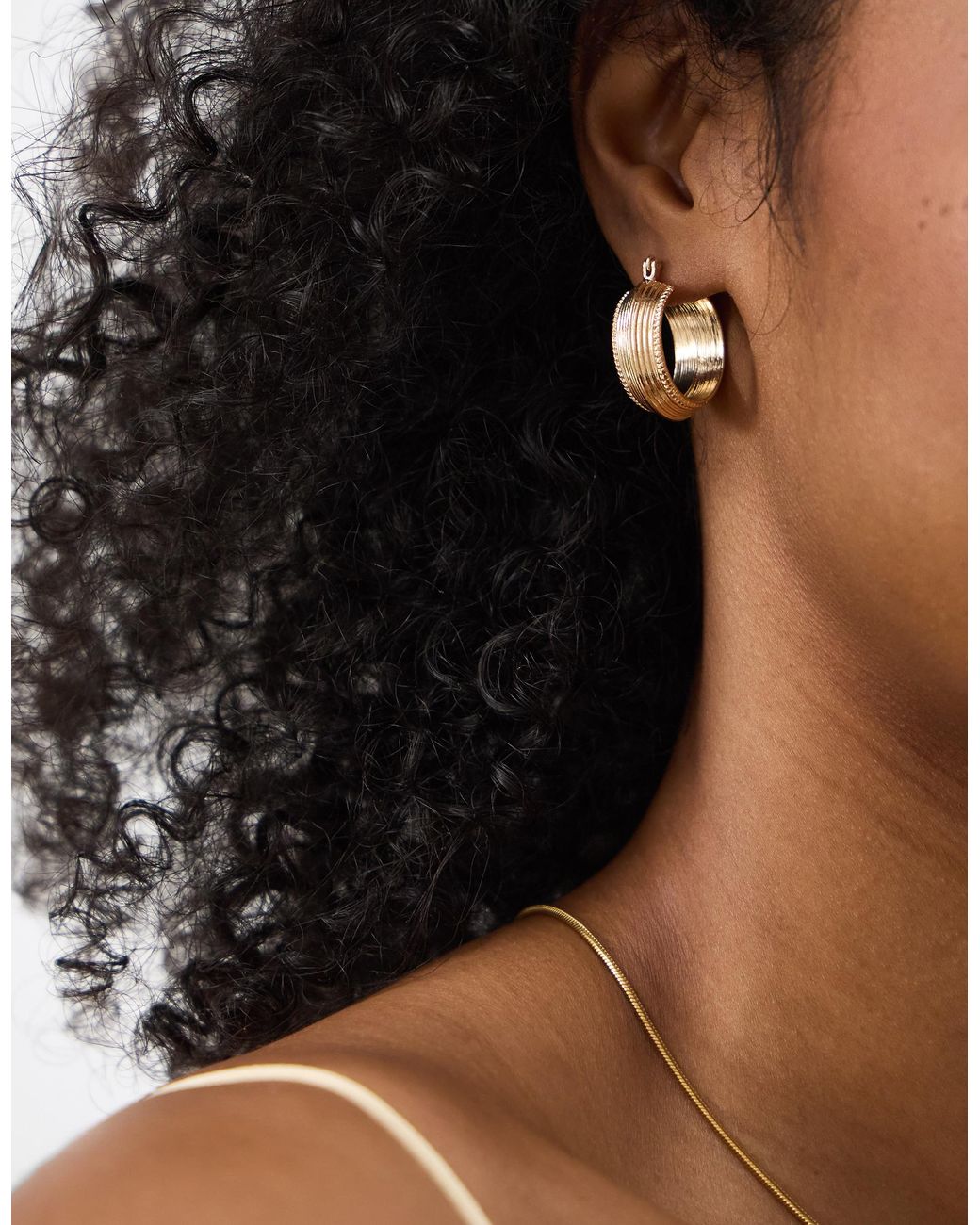 Accessorize Natural Mini Ridge Hoop Earrings