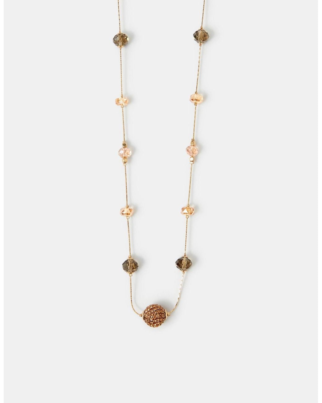 Accessorize White Long Gemstone Beaded Station Necklace