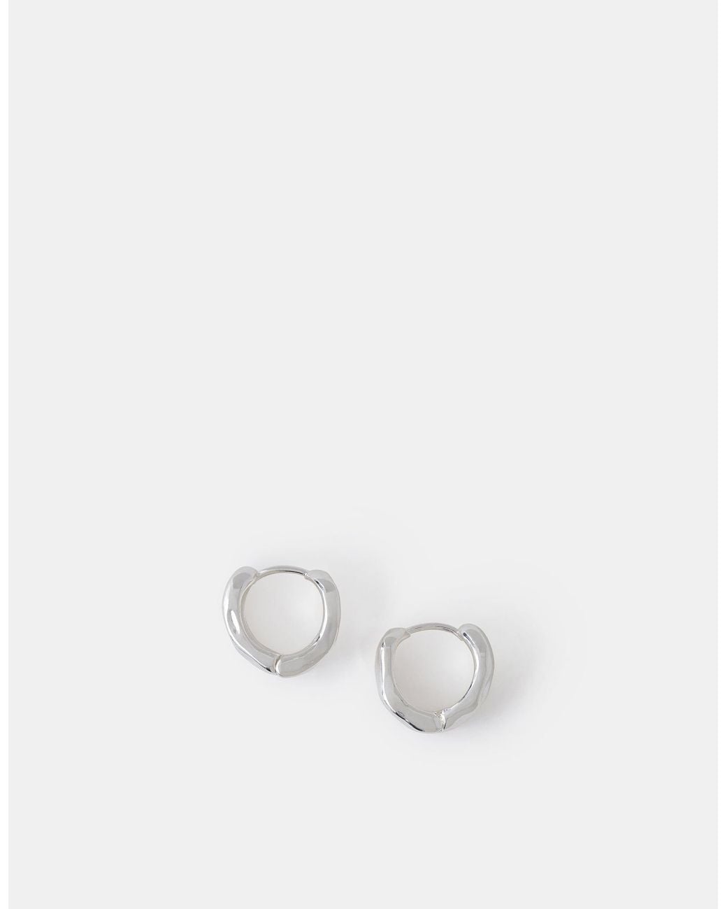 Accessorize White Sterling-Plated Molten Huggie Hoop Earrings