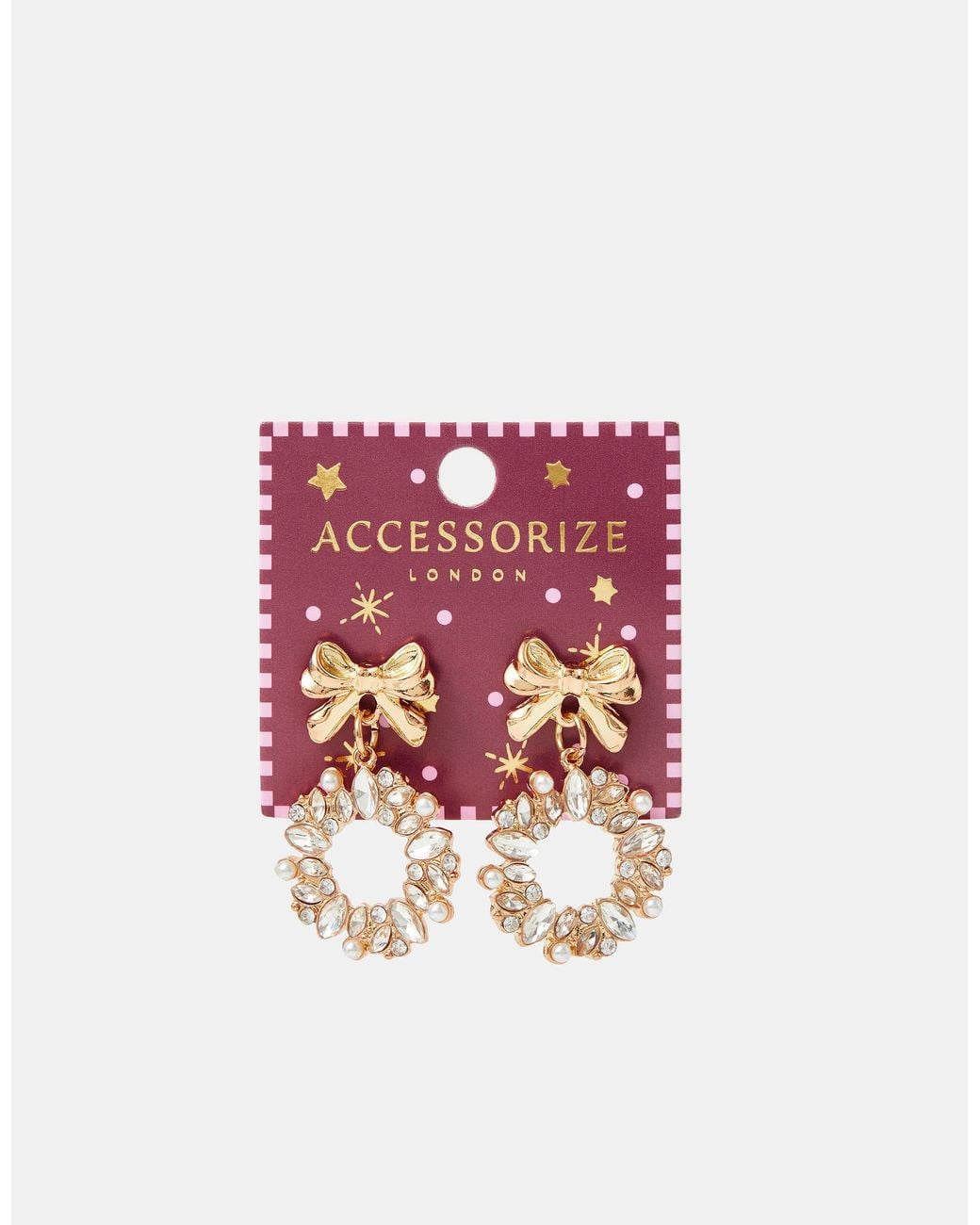 Accessorize White Christmas Wreath Drop Earrings