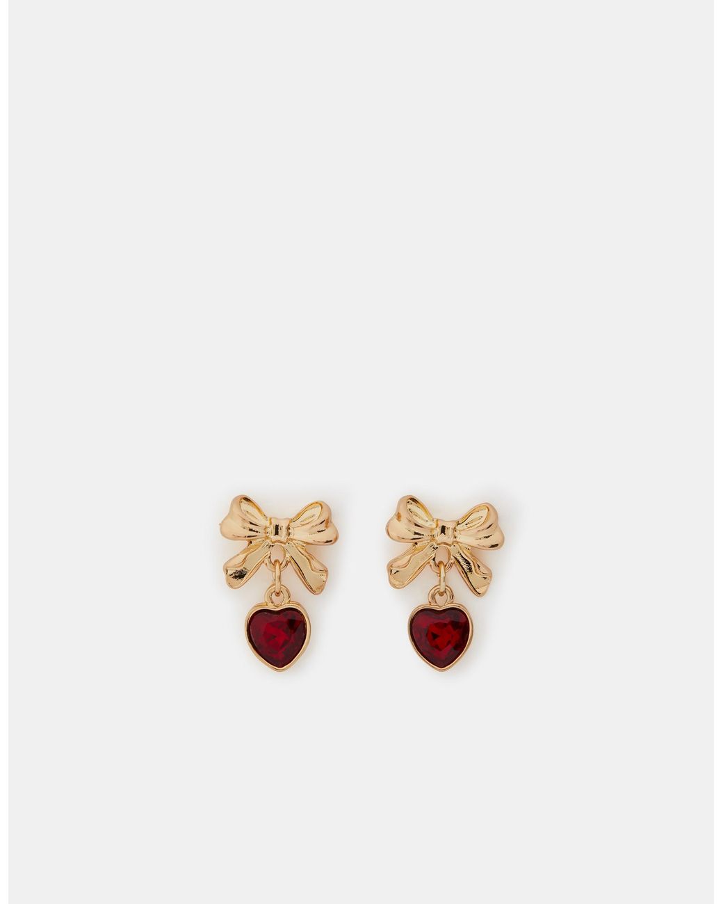 Accessorize White Bow Gem Heart Drop Earrings