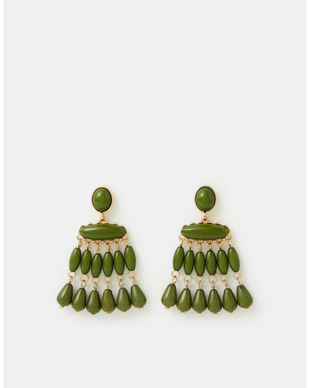Accessorize Green Beaded Chandelier Drop Earrings