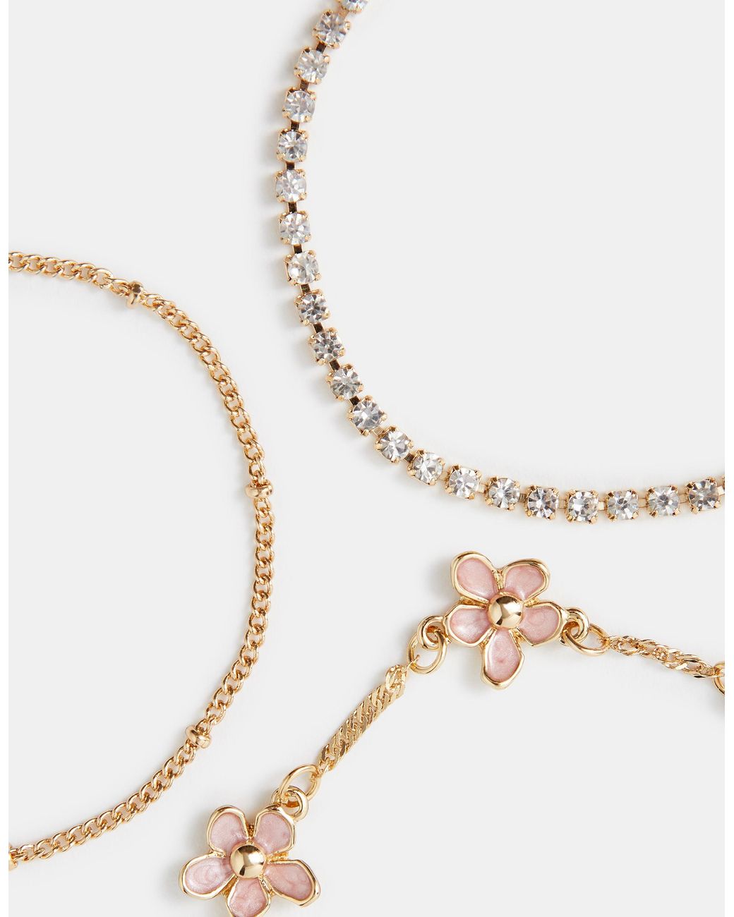 Accessorize Natural 3-Pack Flower Bracelets