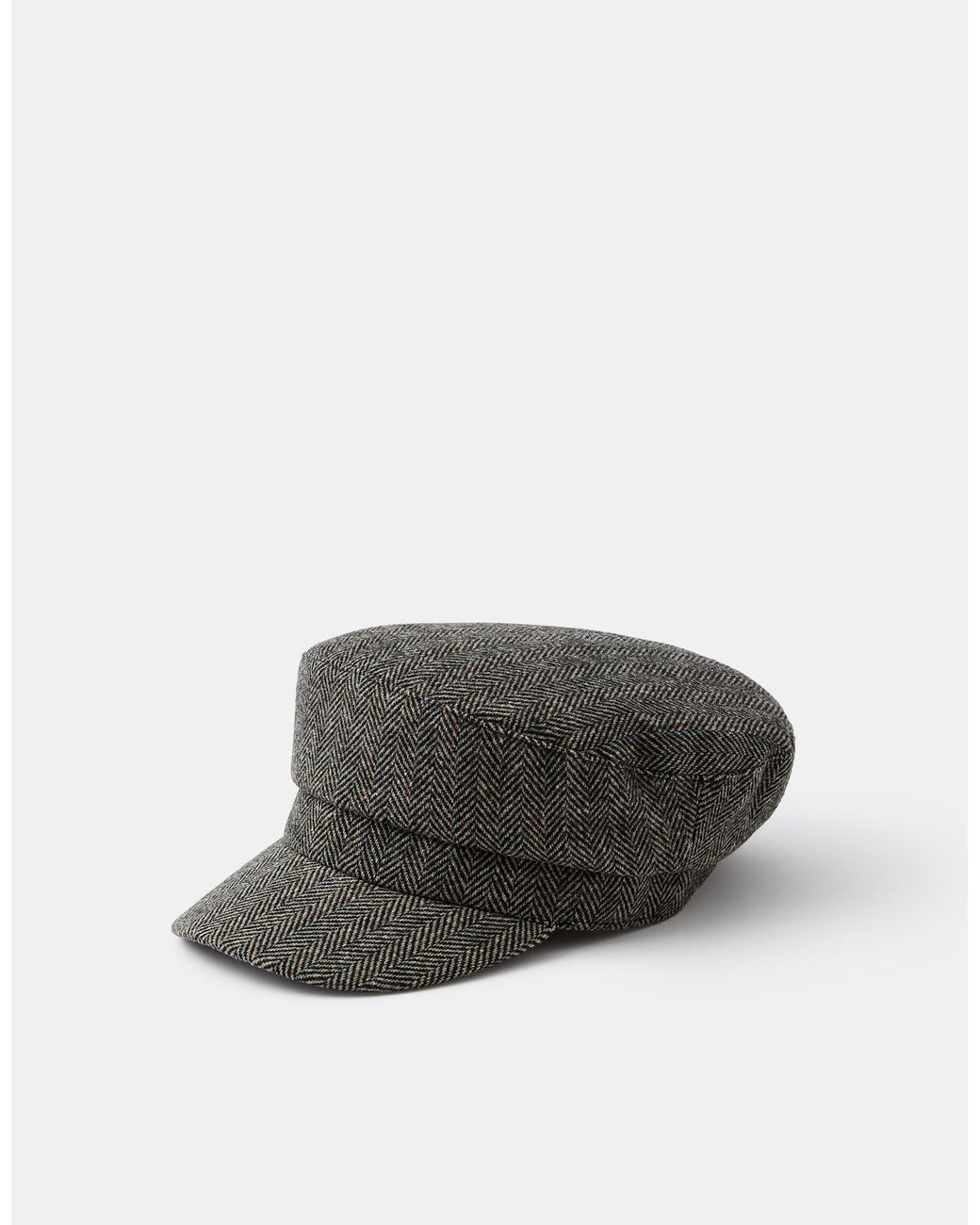 Accessorize Gray Herringbone Baker Boy Hat