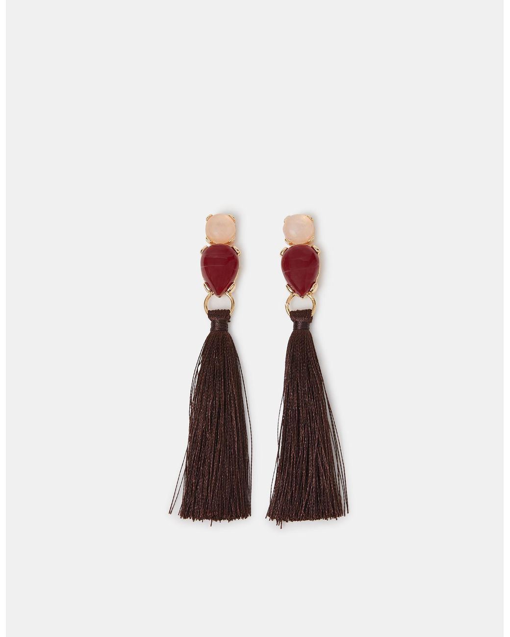 Accessorize White Stone Tassel Drop Earrings