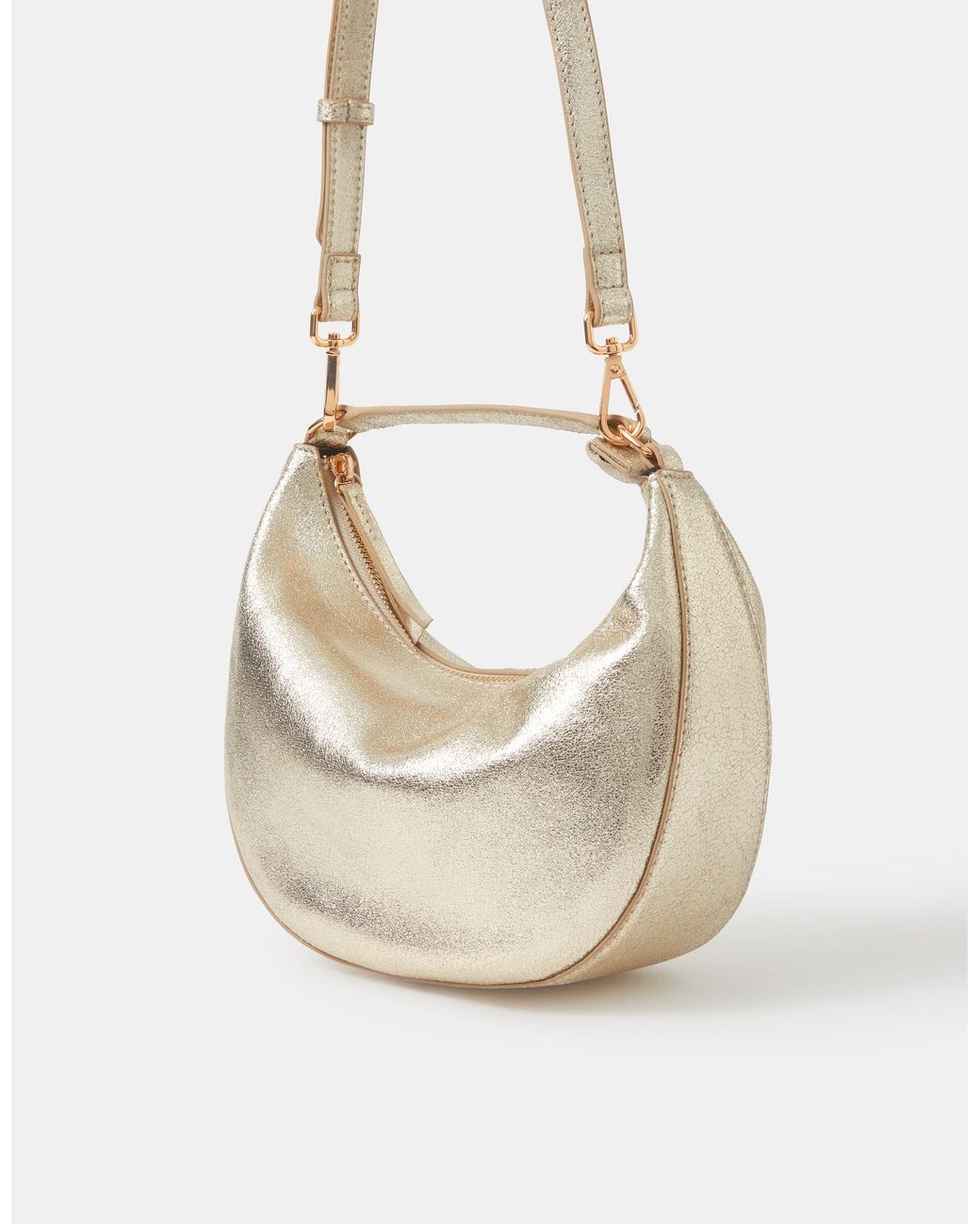 Accessorize Blue Leather Shimmer Suede Handheld Bag