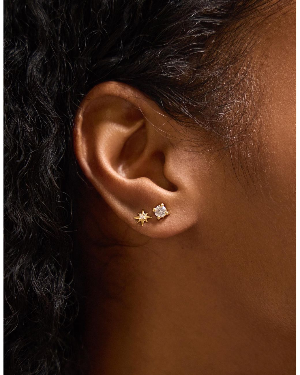 Accessorize Metallic 2-Pack 14Ct-Plated Stone Star Stud Earrings