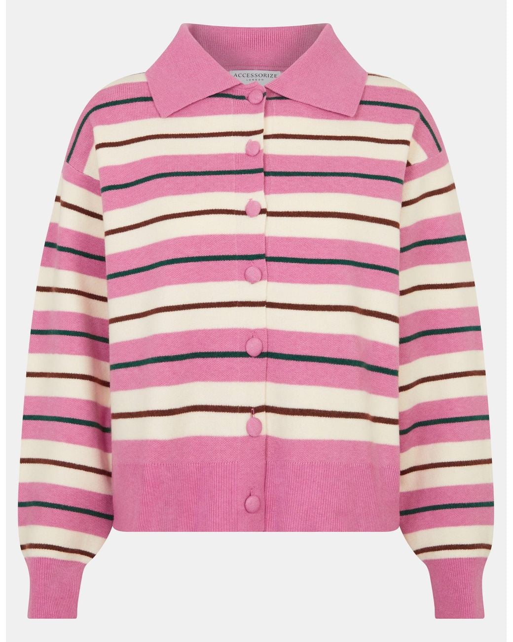 Accessorize Red X Good Manners Stripe Collar Cardigan