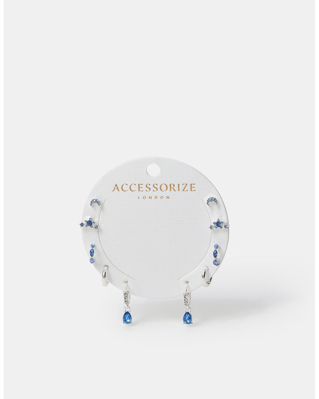 Accessorize White 5-Pack Diamanté Gem Stud & Hoop Earrings