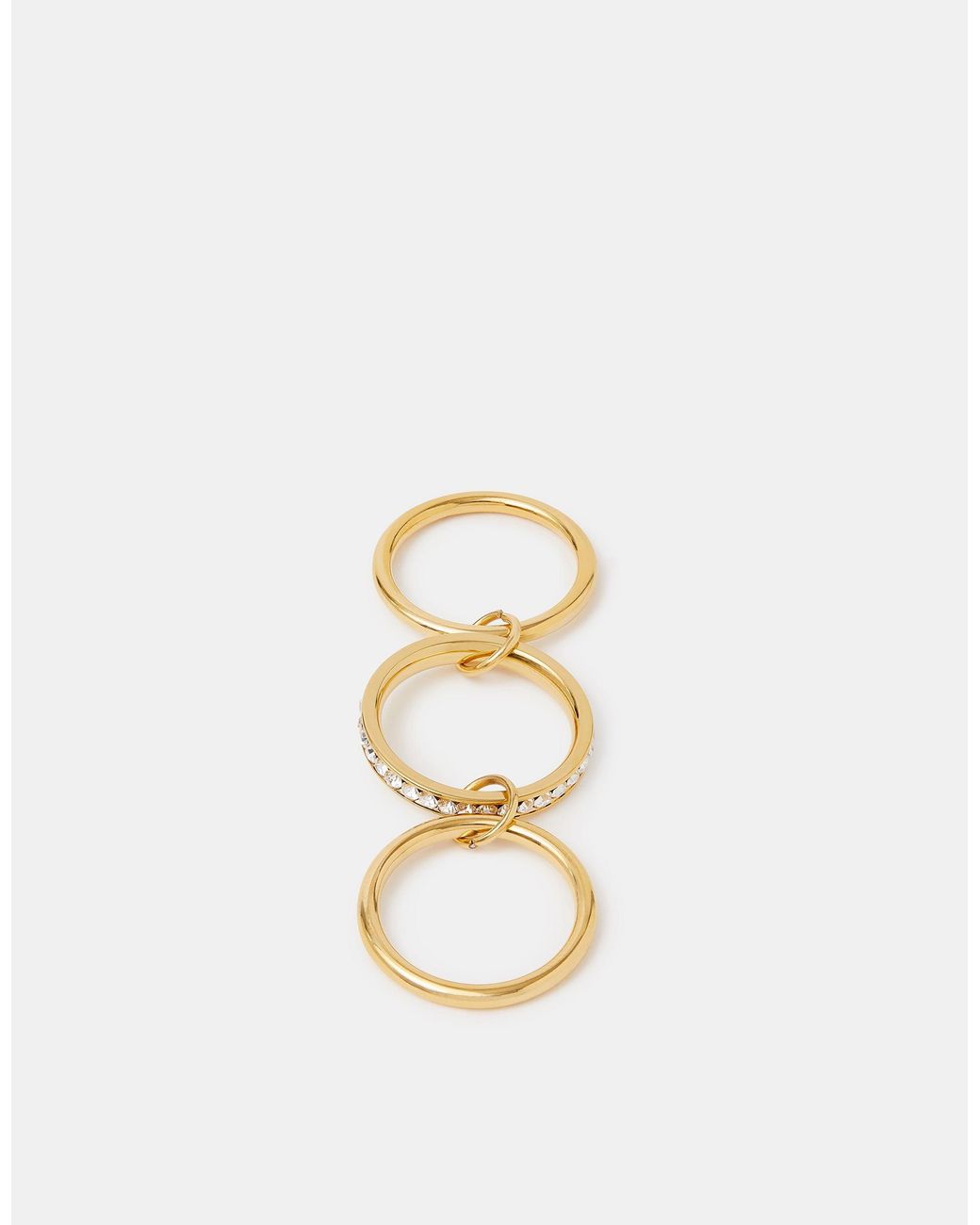 Accessorize Metallic Stainless Steel Linked Stacking Trio Ring