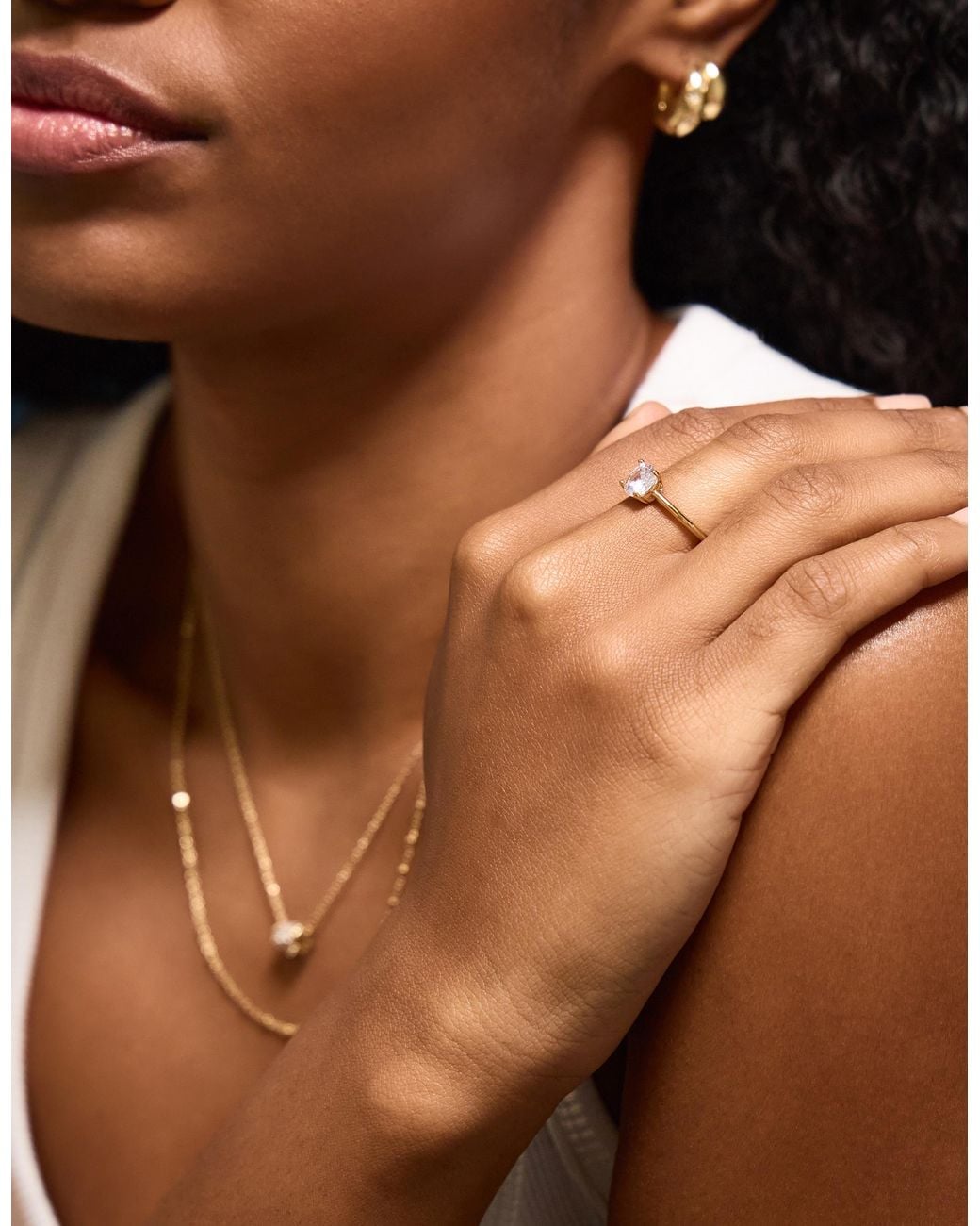 Accessorize White 14Ct-Plated Solitaire Ring