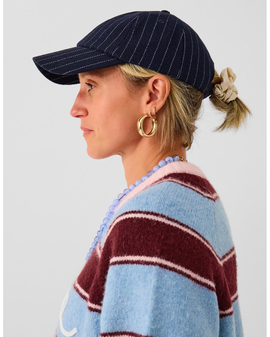 Accessorize Blue Pinstripe Baseball Cap
