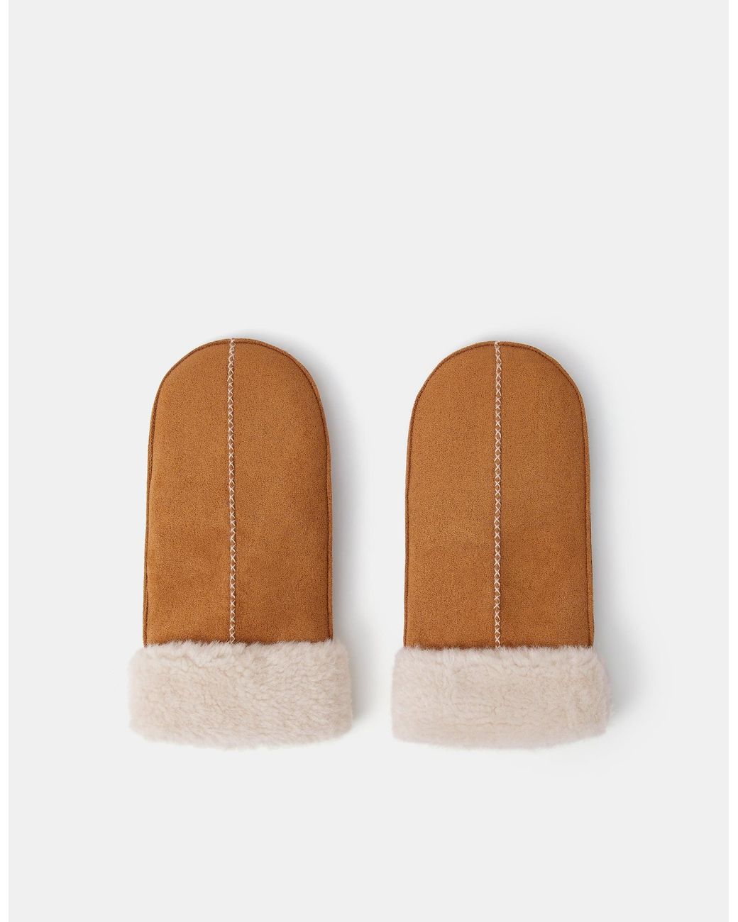 Accessorize Brown Faux Fur Trim Mittens