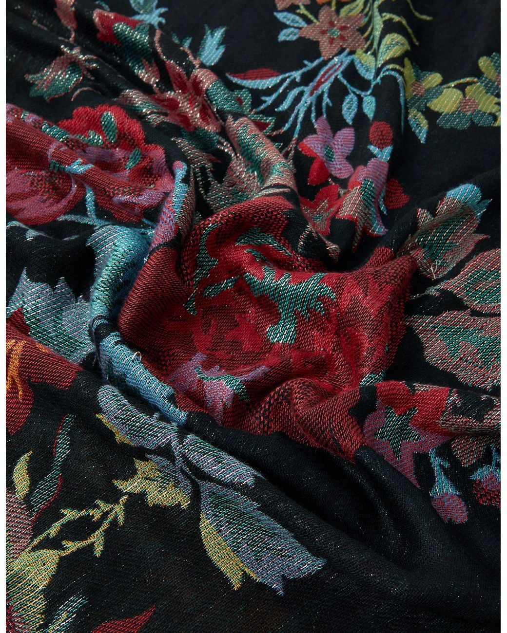 Accessorize Black Floral Jacquard Blanket Scarf