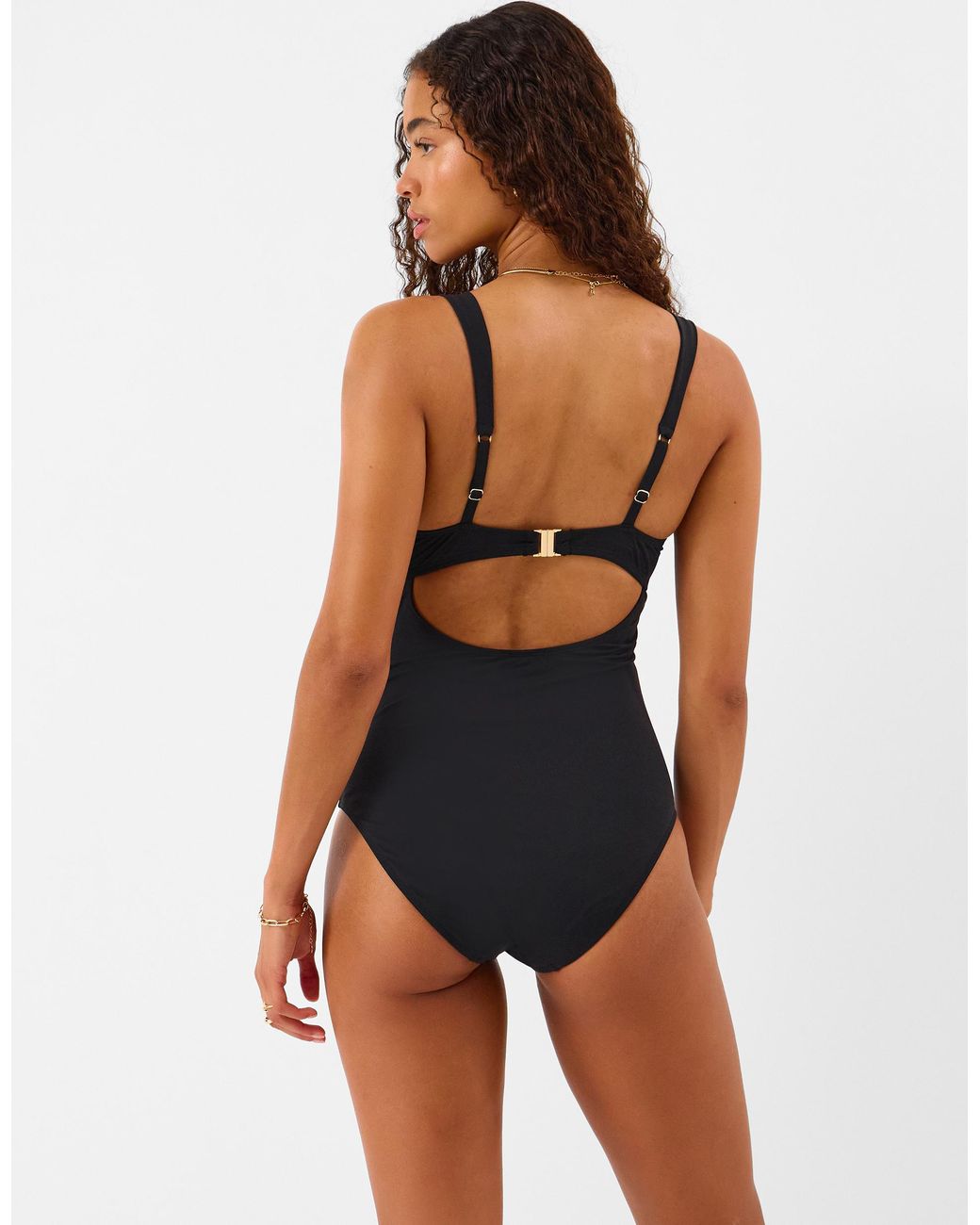 Accessorize Blue Contrast Plunge Upf50+ Shaping Swimsuit