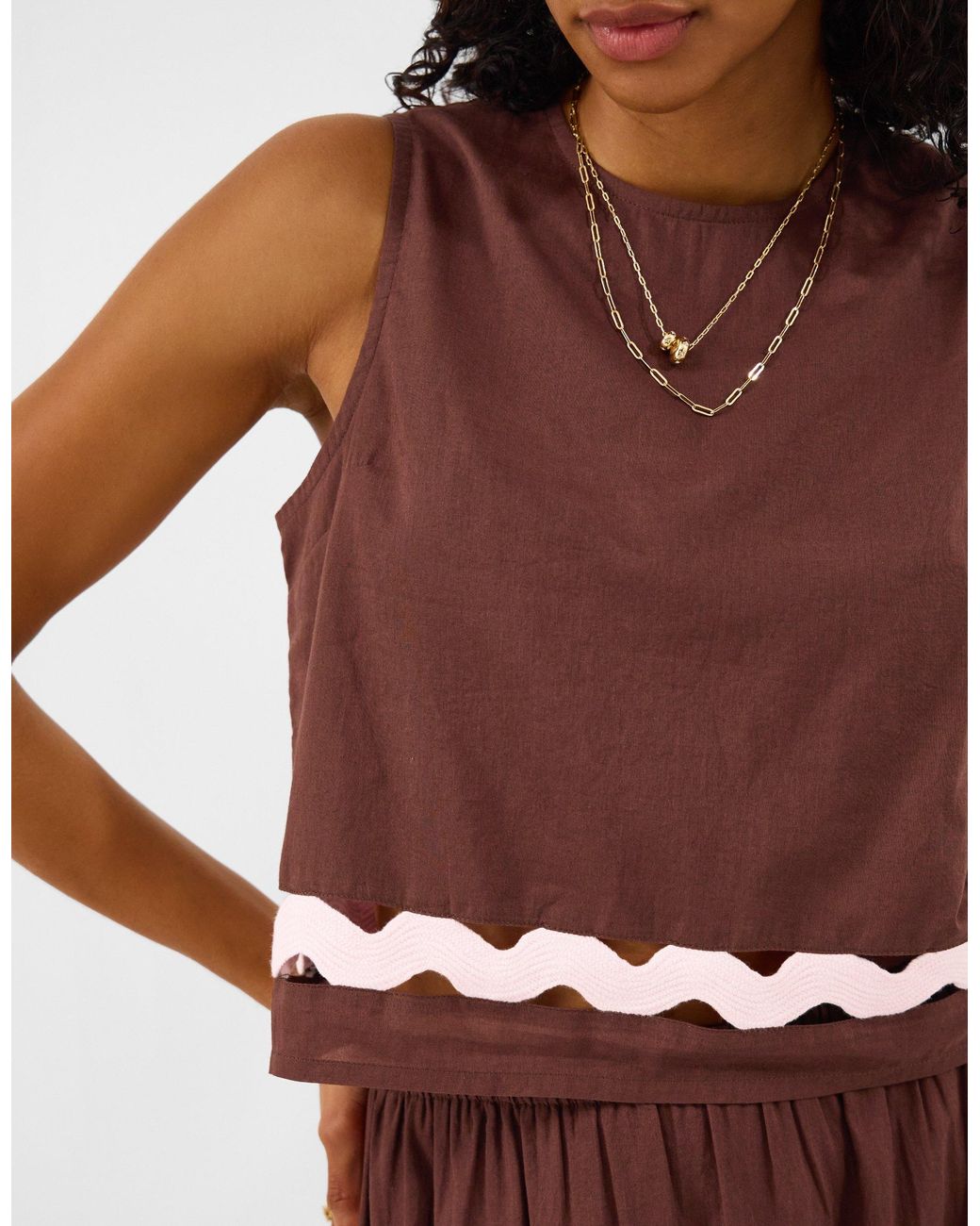 Accessorize Sleeveless Ric Rac Top in Brown | Lyst UK