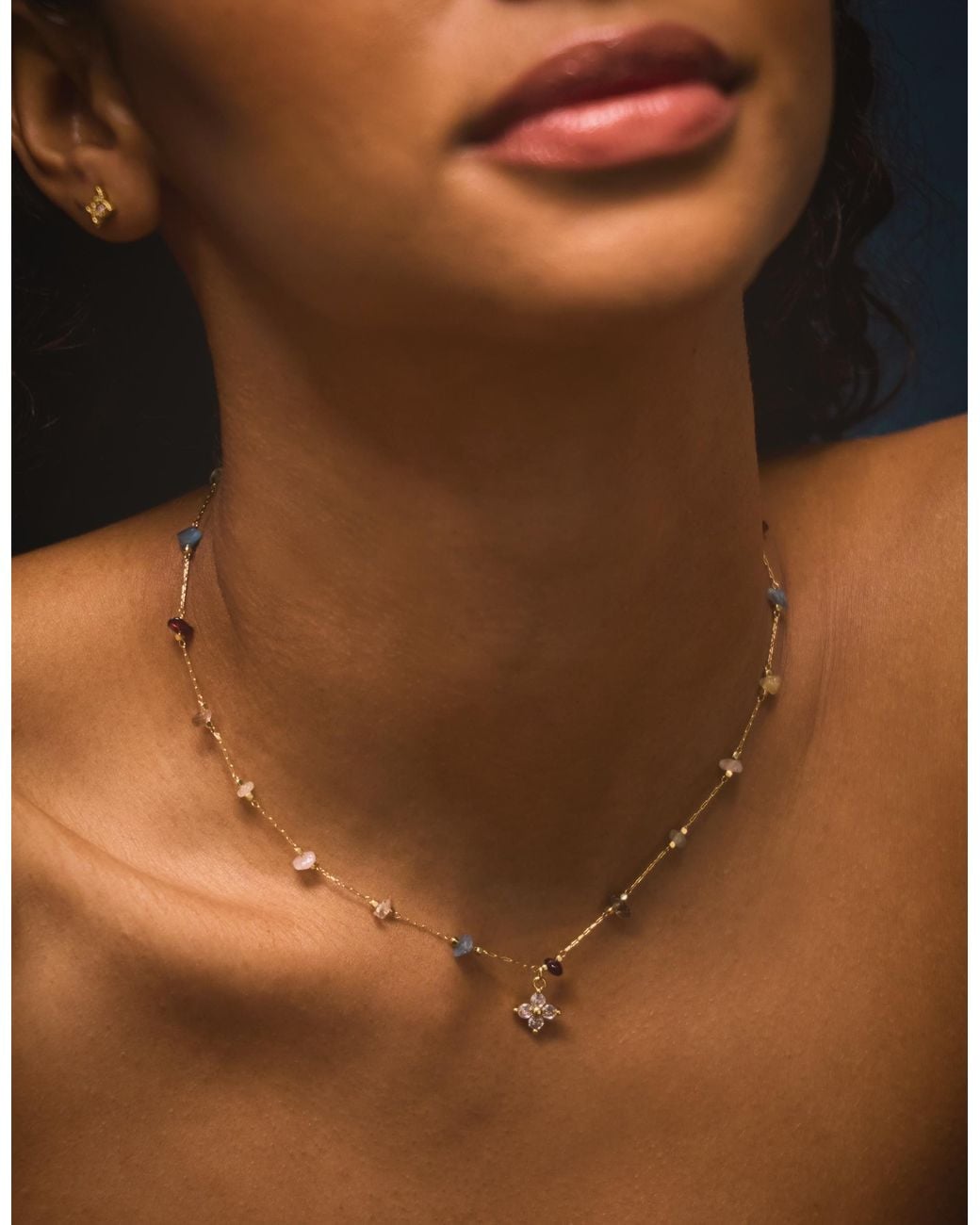 Accessorize White 14Ct-Plated Semi-Precious Station Pendant Necklace