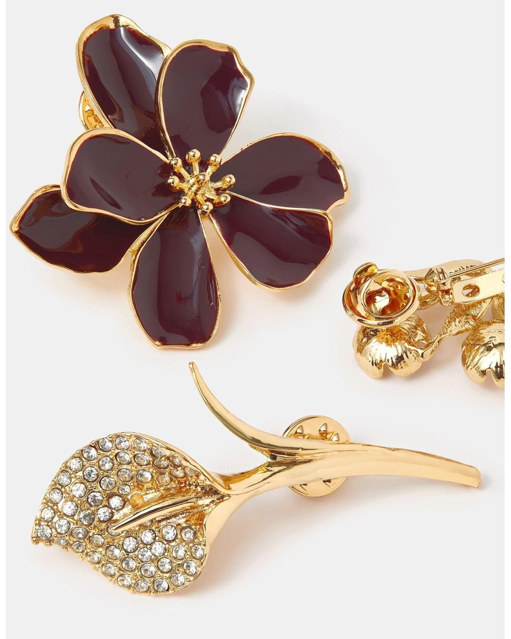Accessorize White 3-Pack Winter Flower Brooch Set