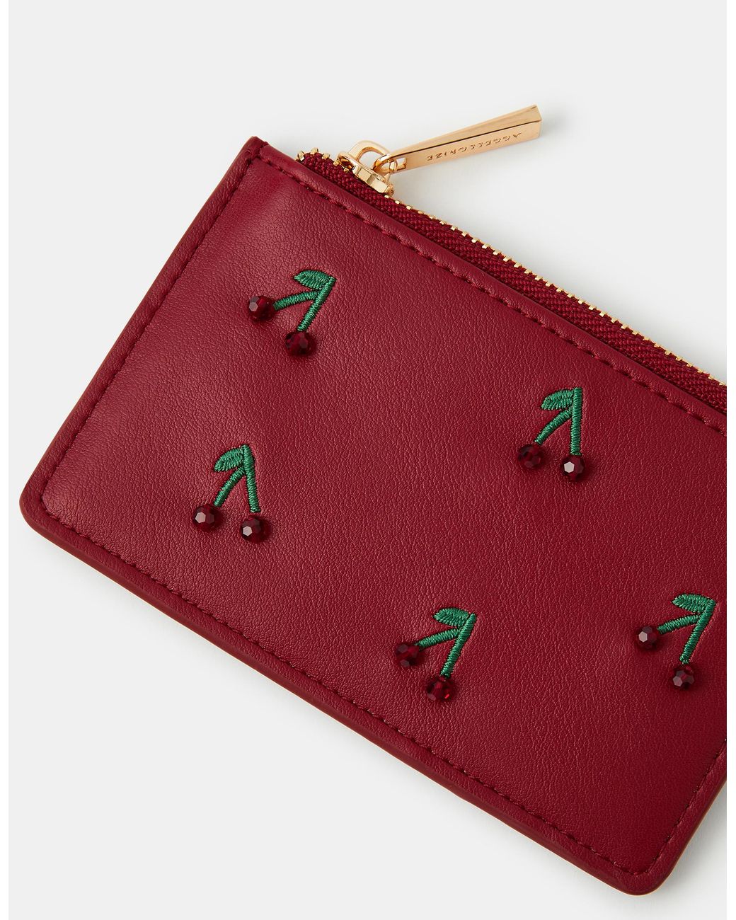 Accessorize Red Beaded Cherry Card Holder