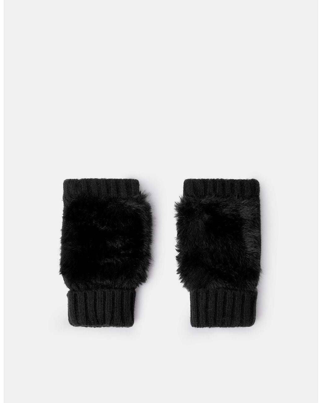 Accessorize Black Faux Fur Fingerless Gloves