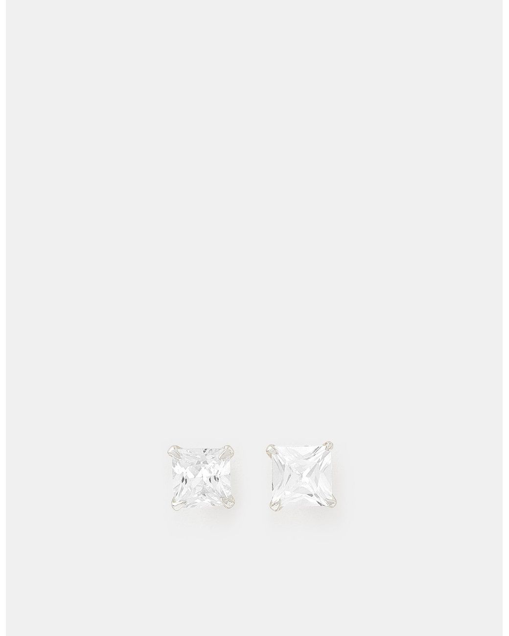 Accessorize White Sterling Princess Cut Stud Earrings