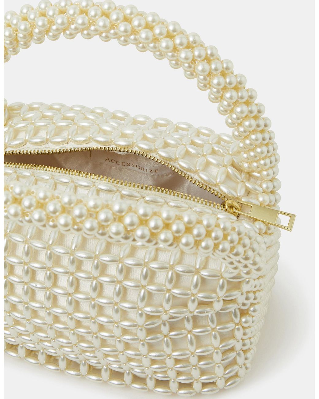 Accessorize White Pearl Bridal Handbag