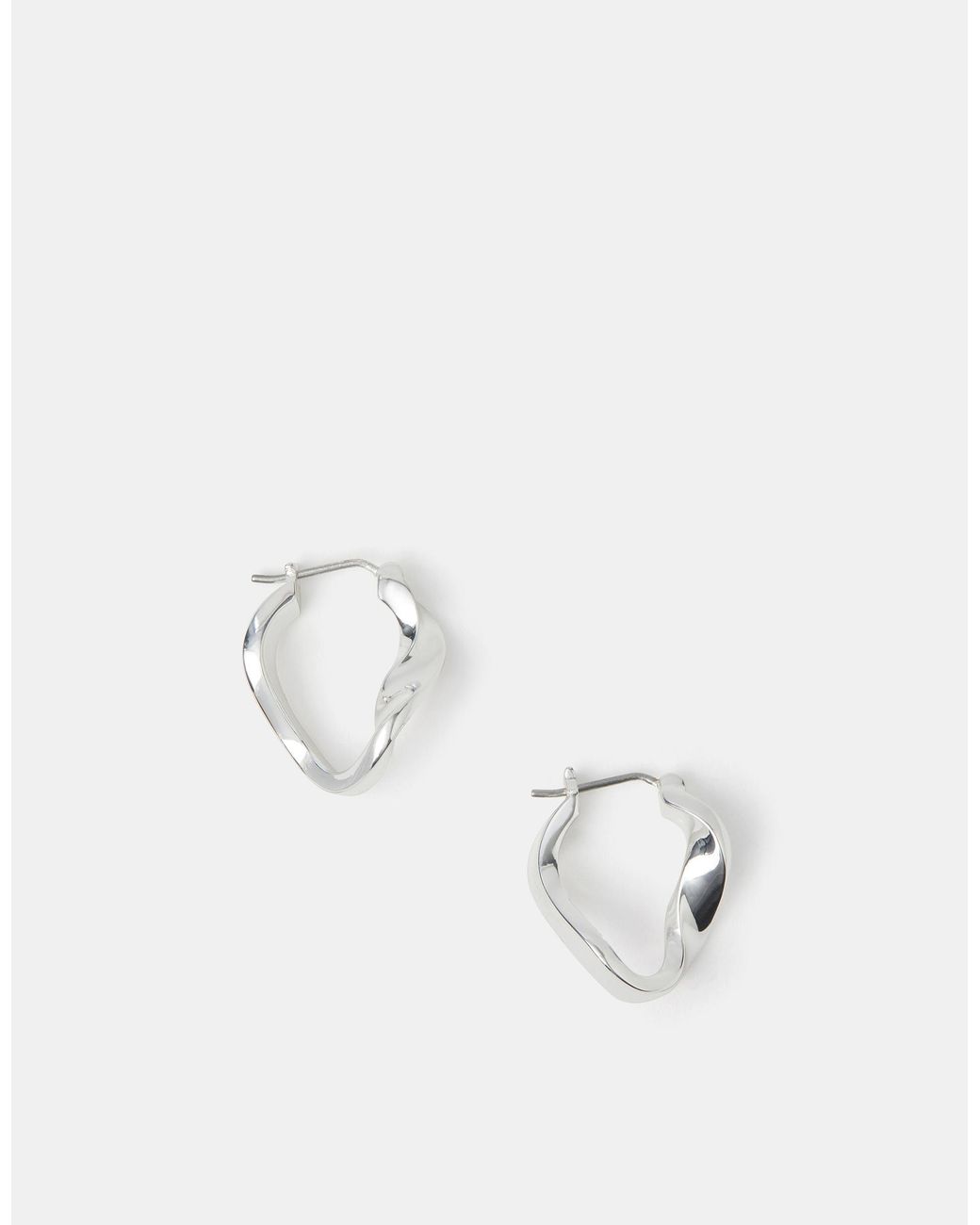 Accessorize White Sterling-Plated Molten Hoop Earrings