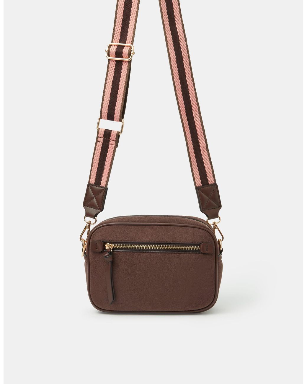 Accessorize Brown Double Zip Crossbody Bag