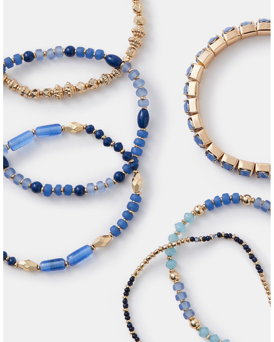 Accessorize Blue 11-Pack Bead Stretch Bracelets