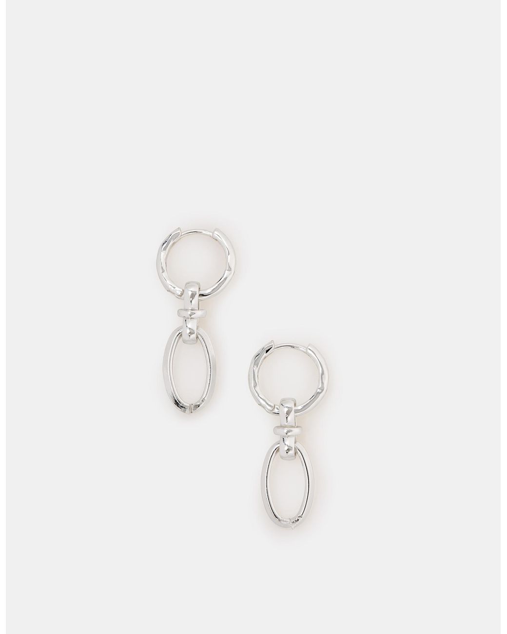 Accessorize White Sterling-Plated Knot Link Drop Hoop Earrings