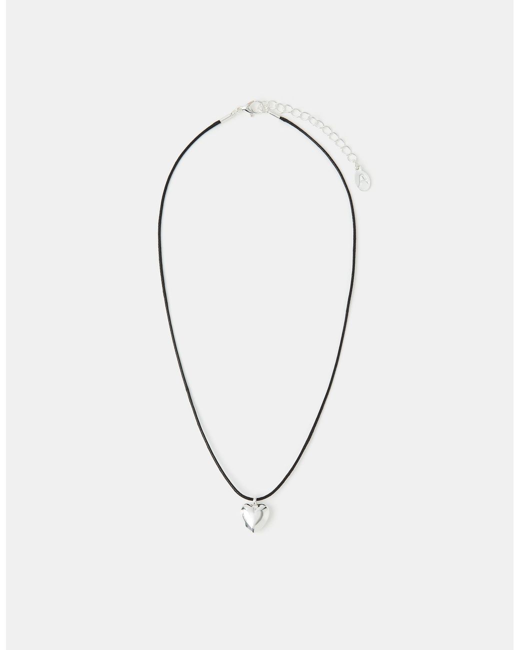 Accessorize Metallic Heart Pendant Cord Necklace