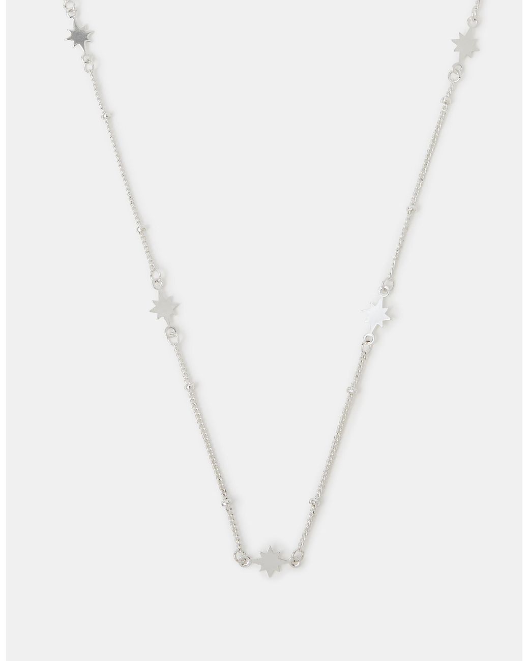 Accessorize Natural Sterling-Plated Star Station Necklace