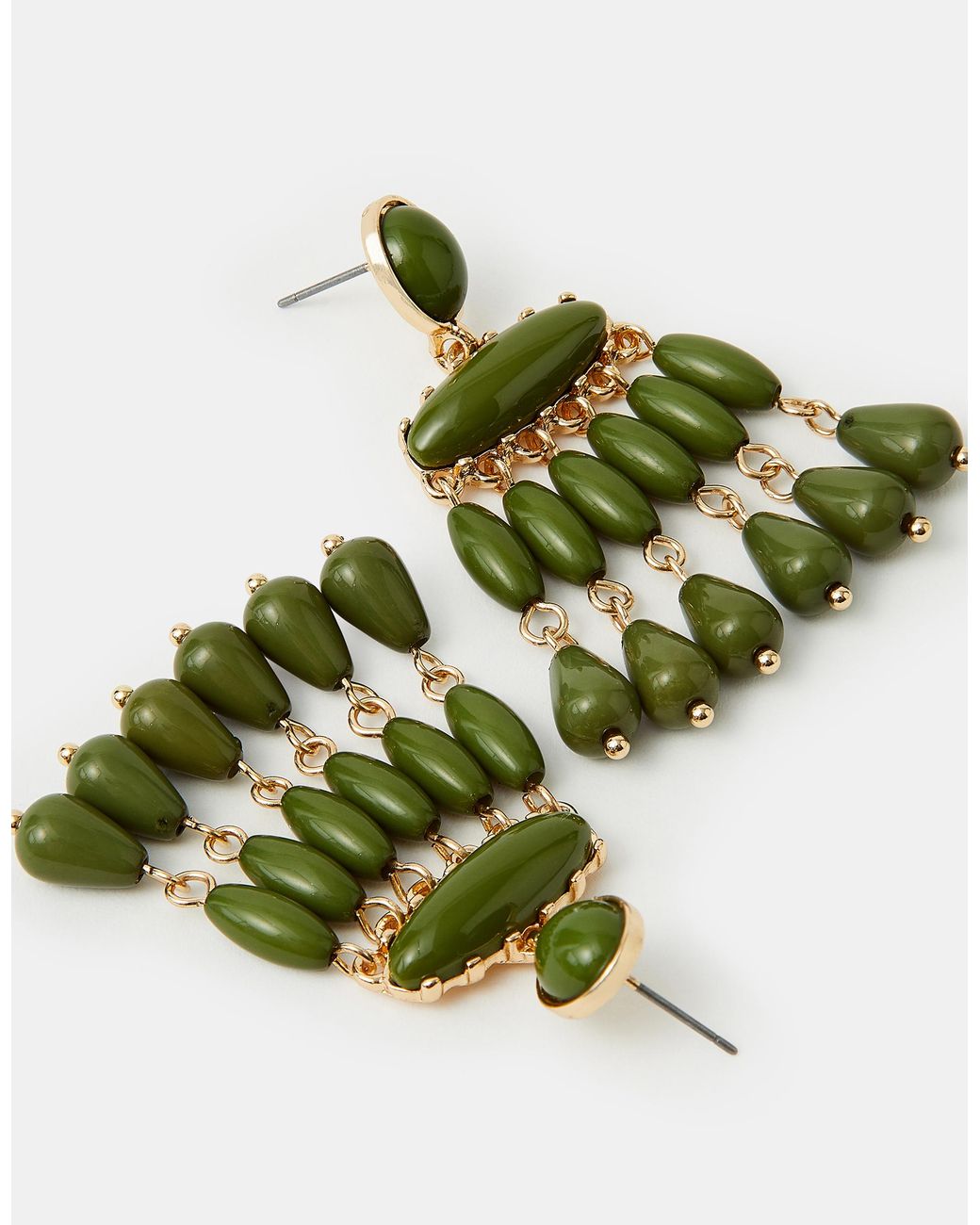 Accessorize Green Beaded Chandelier Drop Earrings