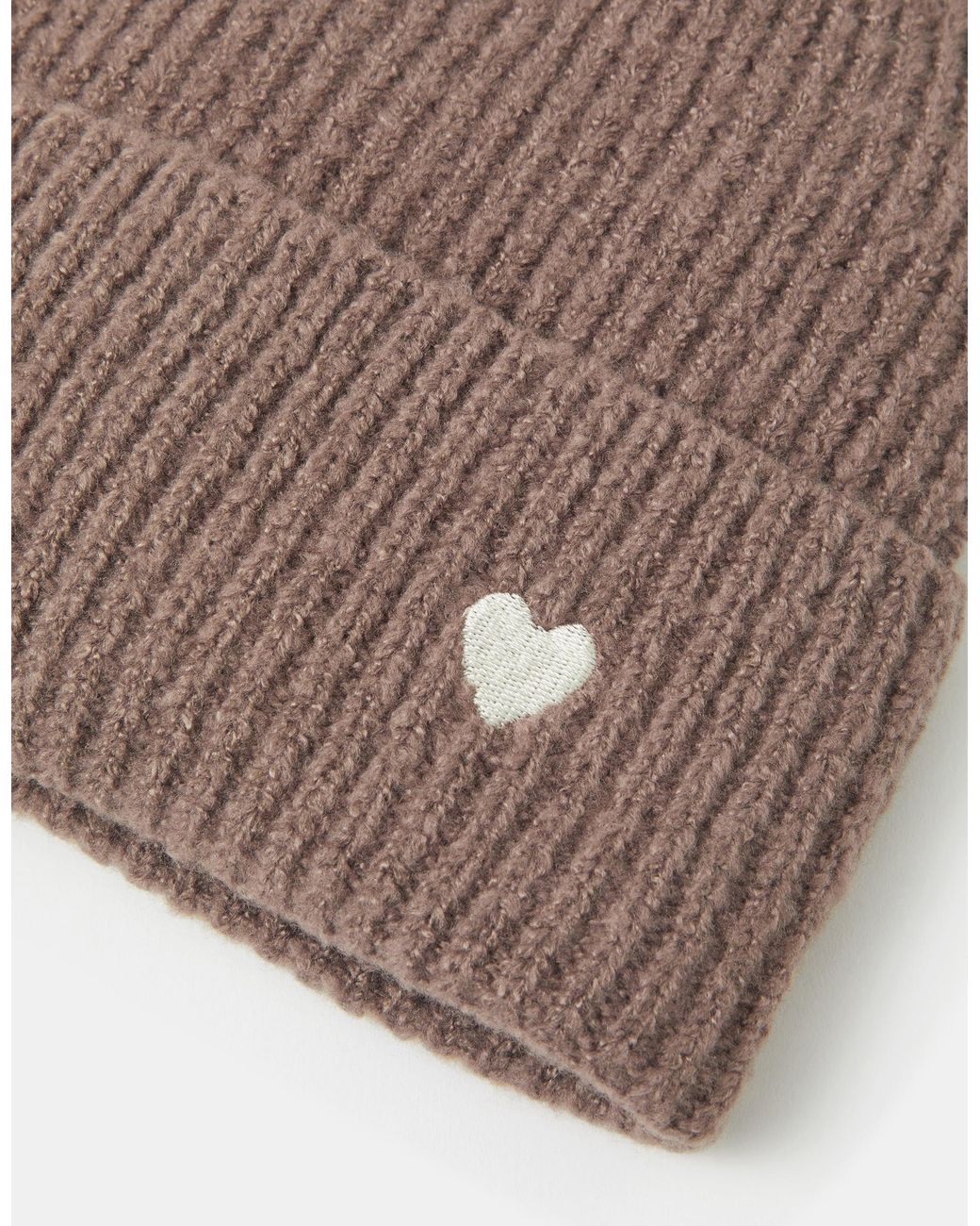 Accessorize Brown Heart Embroidered Beanie Hat