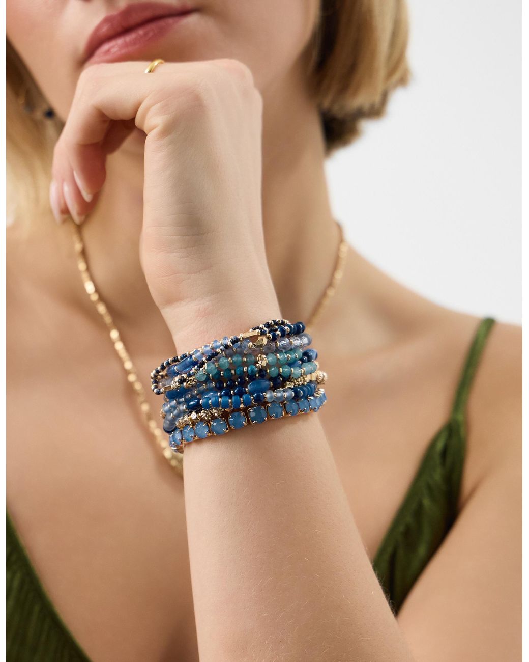 Accessorize Blue 11-Pack Bead Stretch Bracelets