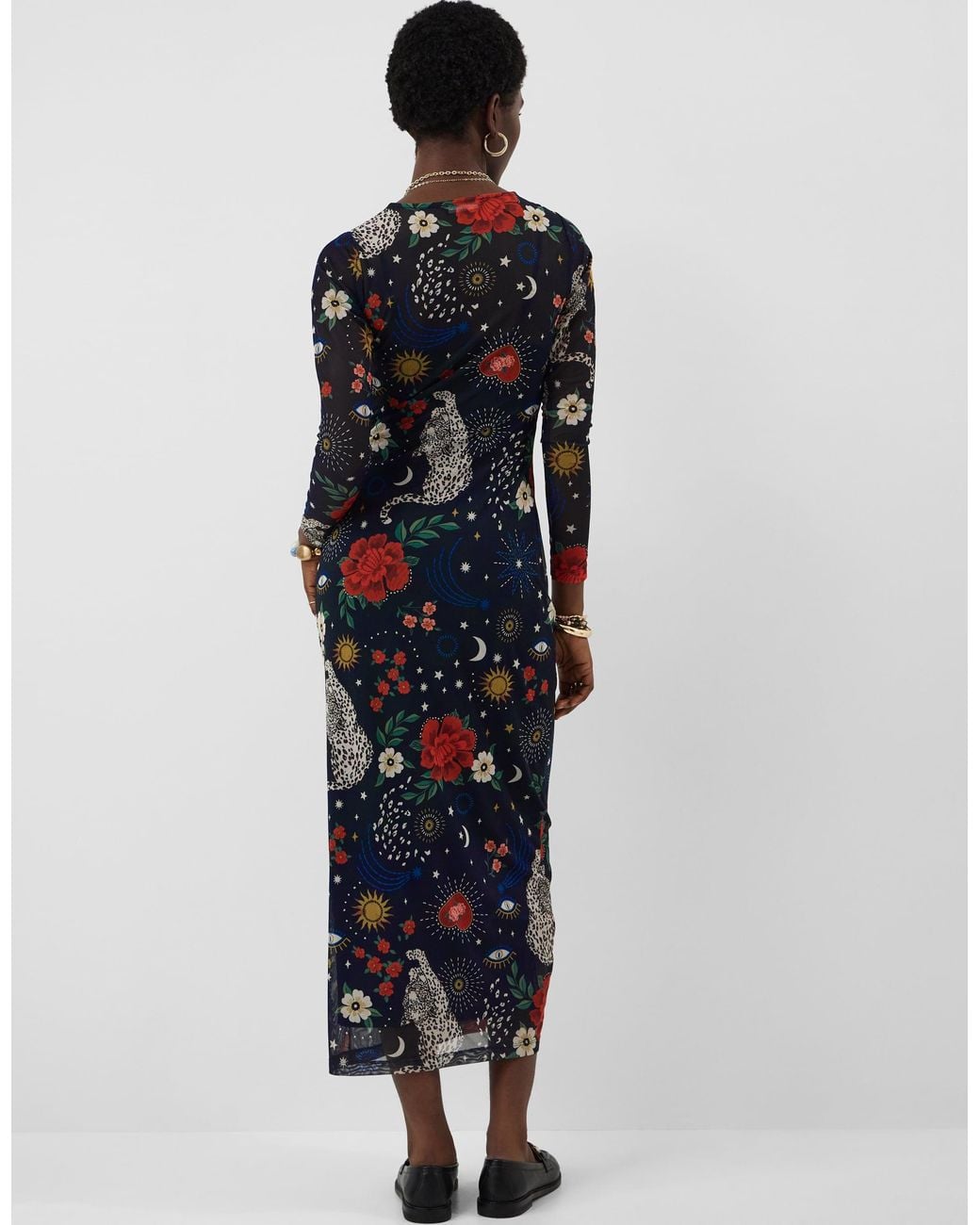 Accessorize Blue Celestial Print Mesh Maxi Dress