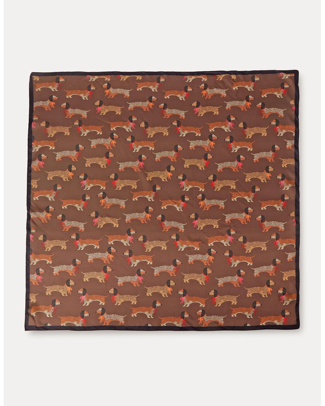 Accessorize Brown Sausage Dog Square Satin Scarf