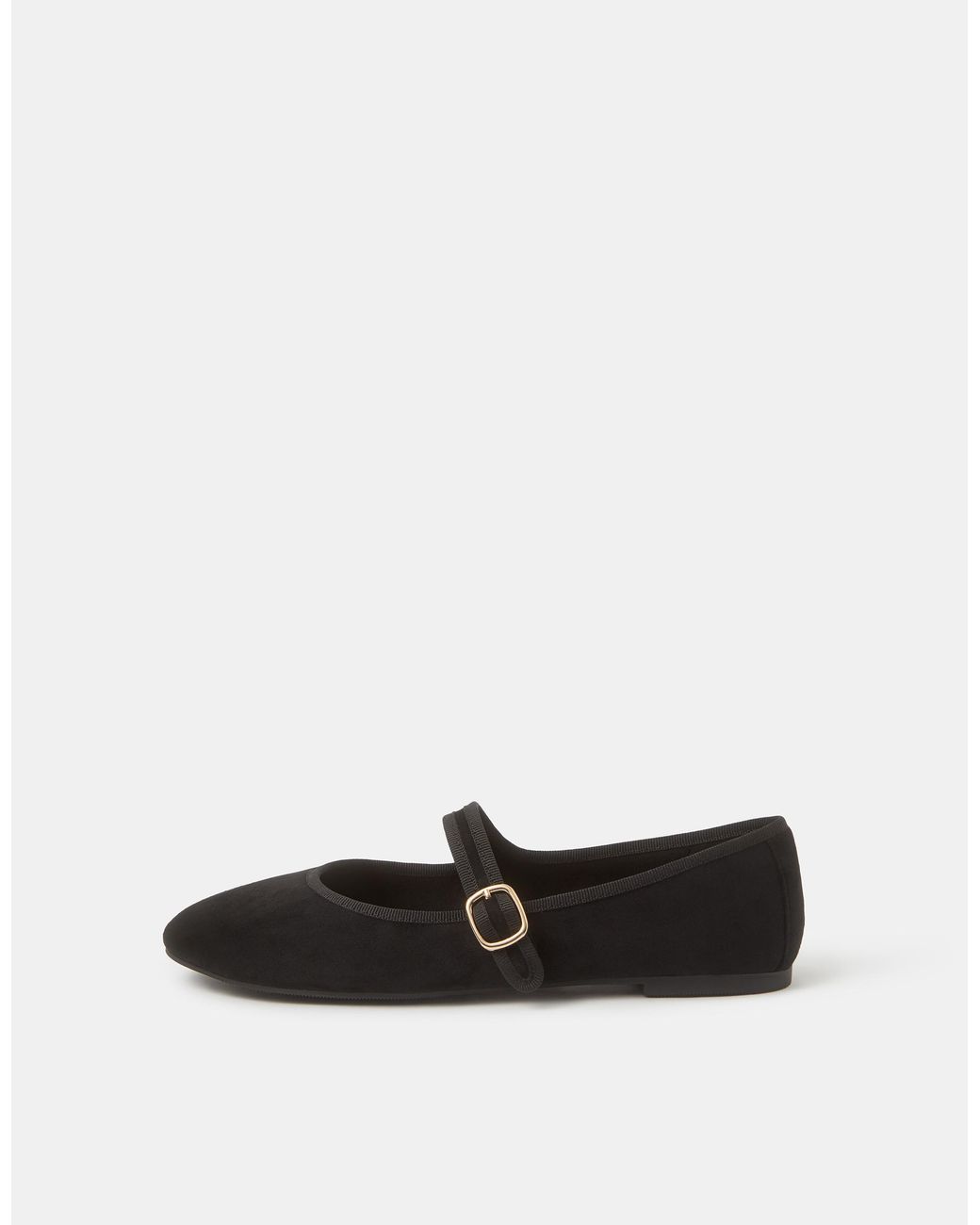 Accessorize Black Faux Suede Mary Jane Ballet Flats