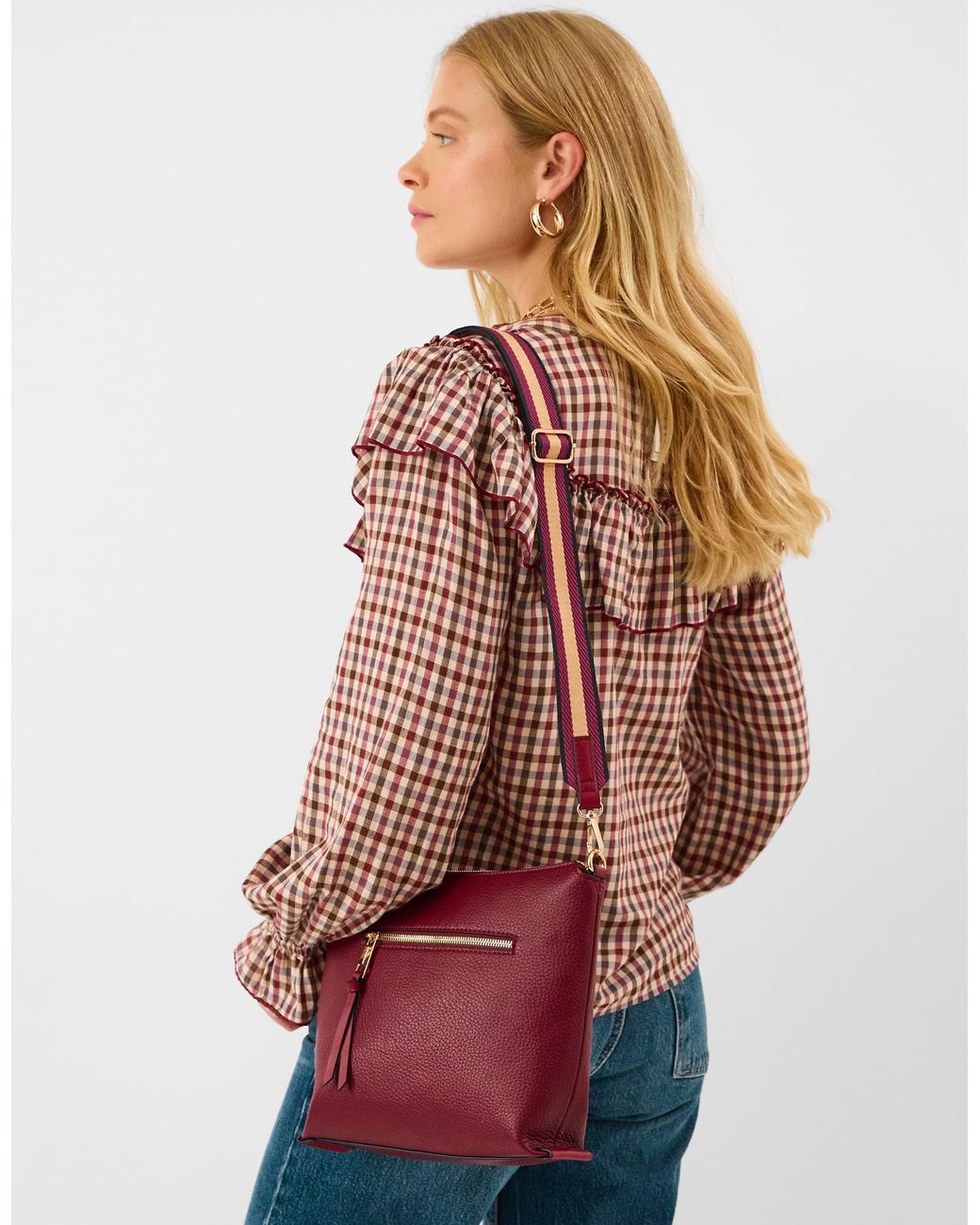 Accessorize Red Webbing Strap Messenger Crossbody Bag