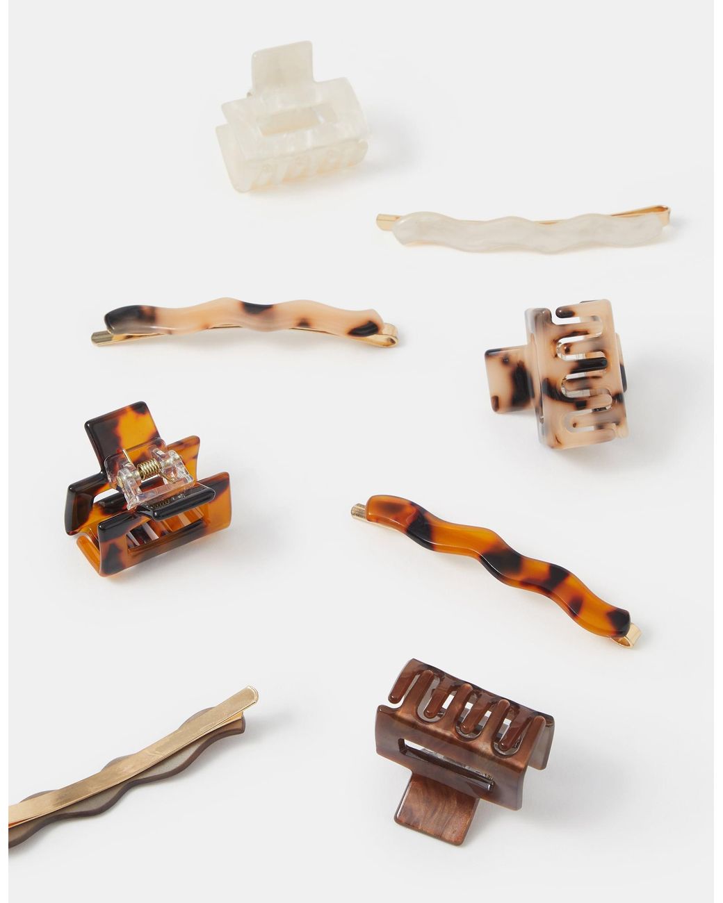 Accessorize White 8-Pack Tort Hair Slides & Claw Clips
