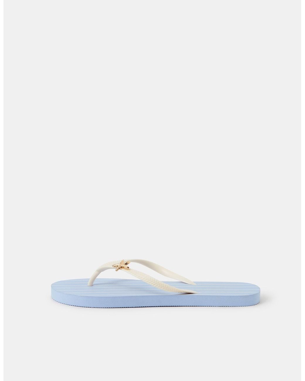Accessorize Blue Stripe Starfish Flip Flops