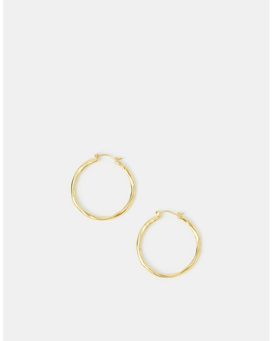 Accessorize Natural 14Ct-Plated Molten Hoop Earrings