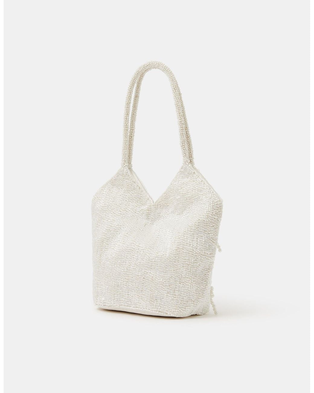 Accessorize White Pearl Bow Beaded Bridal Bag