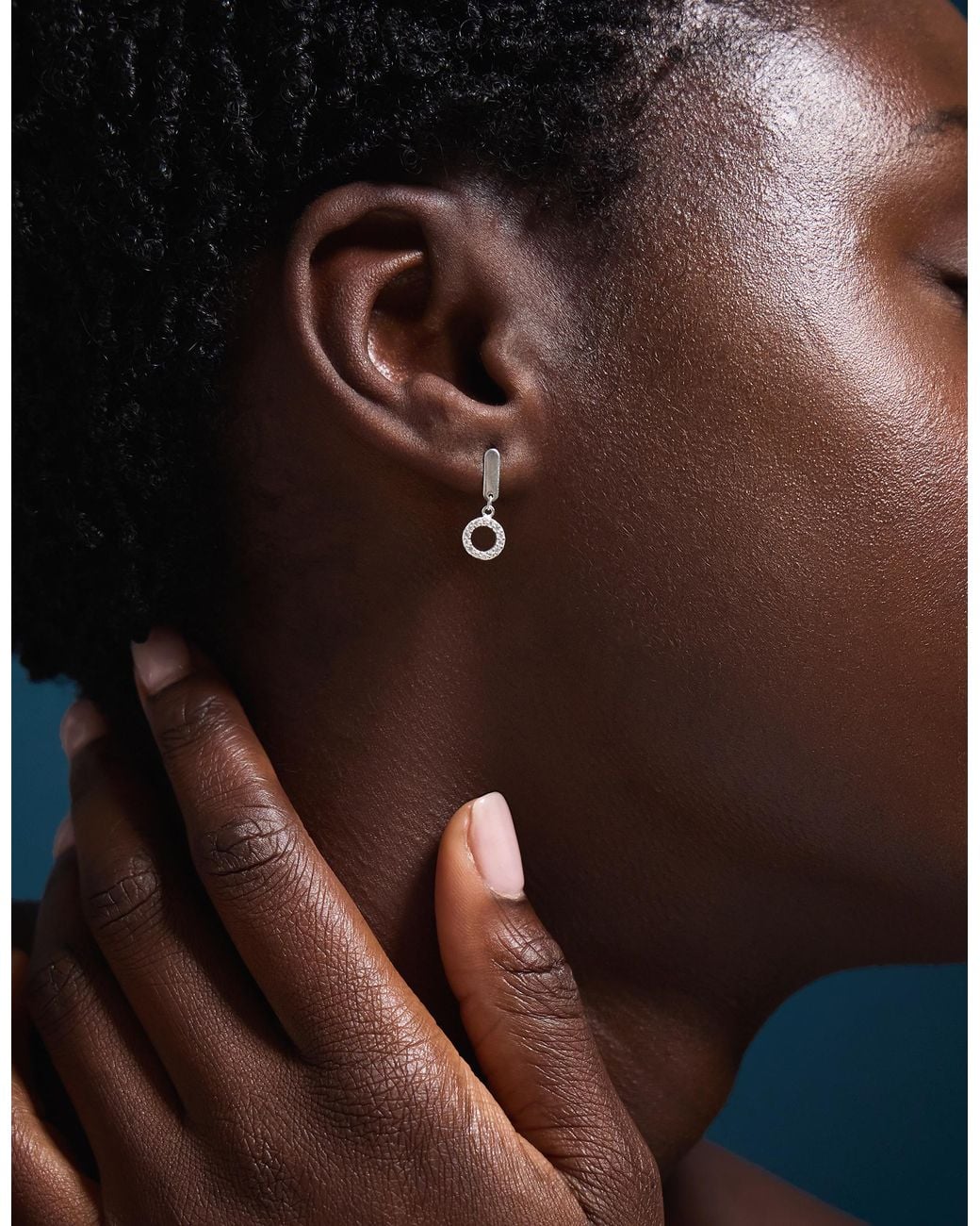 Accessorize Natural Sterling Diamanté Circle Drop Earrings