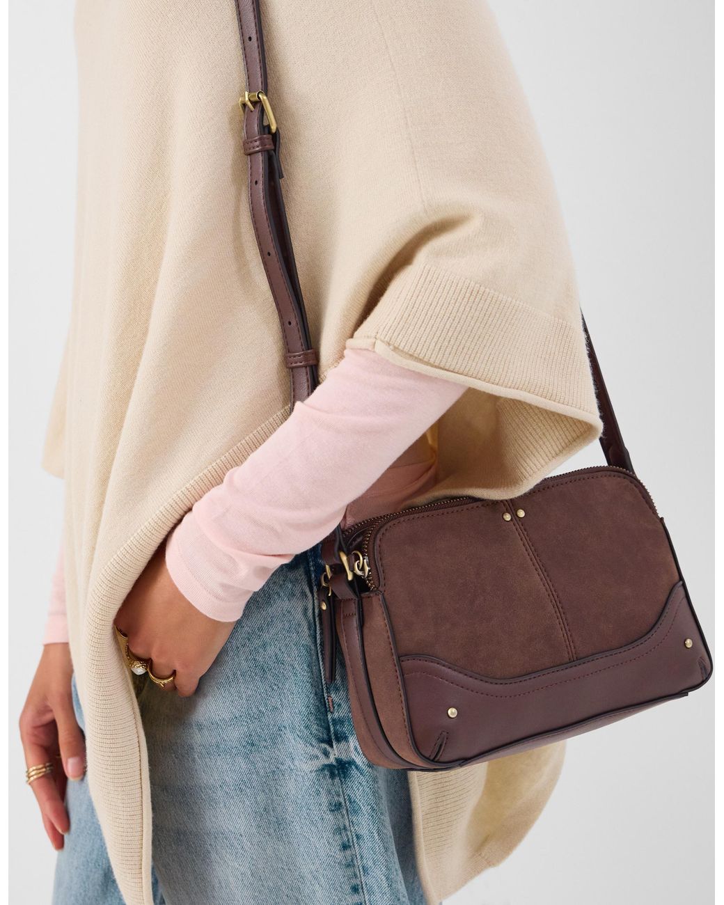 Accessorize Purple Classic Double Zip Crossbody Bag